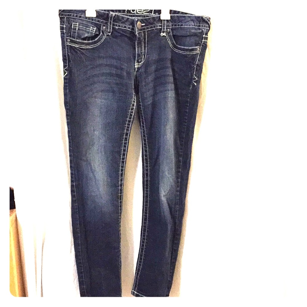 Low rise dark wash jeans